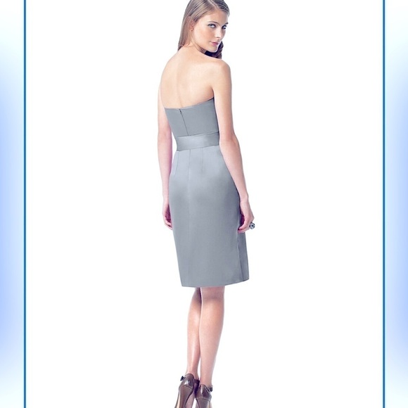 DESSY COLLECTION STRAPLESS SILVER SATIN COCKTAIL DRESS WITH POCKETS SIZE 8 - Picture 11 of 11